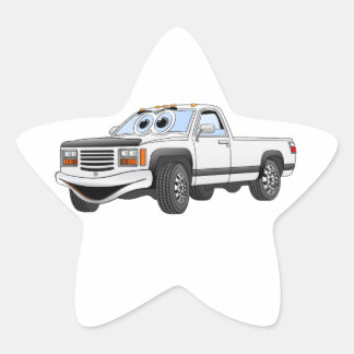 Witte pick-up truck Cartoon Ster Sticker