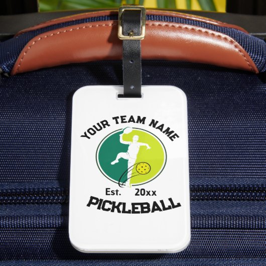 Witte Pickleball Club Team Speler Pickler Custom Bagagelabel (Voorkant Insitu 2)