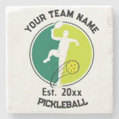 Witte Pickleball Club Team Speler Pickler Custom Stenen Onderzetter (Voorkant)
