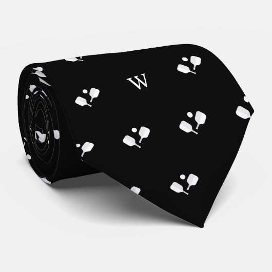 Witte Pickleball Paddles Monogram Eerste Letter Zw Stropdas (Opgerold)