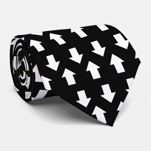 Witte pijlen met twee richtingen - zwart stropdas (Opgerold)