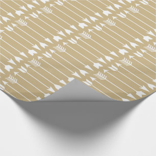 Witte pijlen op Klassic Khaki Cadeaupapier