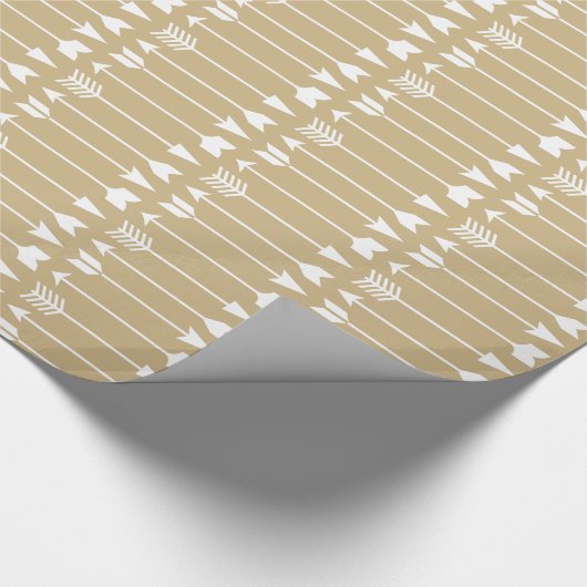 Witte pijlen op Klassic Khaki Cadeaupapier (Hoek)