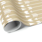 Witte pijlen op Klassic Khaki Cadeaupapier (Rol Hoek)