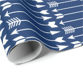 Witte pijlen op Navy Blue Cadeaupapier (Rol Hoek)