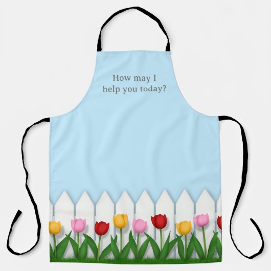 Witte piket hek bloem tuin groot schort (Voorkant)