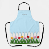 Witte piket hek bloem tuin medium schort (Voorkant)