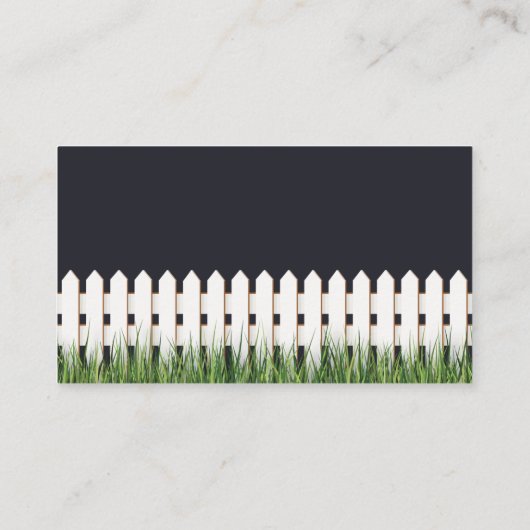 Witte piket hek en gras adreskaart visitekaartje (Achterkant)