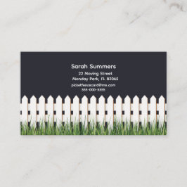 Witte piket hek en gras adreskaart visitekaartje