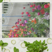 Witte Piket Hek Met Tulpen Keukendoek Theedoek (Gevouwen)