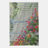 Witte Piket Hek Met Tulpen Keukendoek Theedoek (Verticaal)