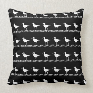witte PILLOW-kust van de marine, BLACK SAND PIPER Kussen