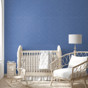Witte pin Stippen op blauw Behang