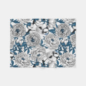 Witte pinda's en blauwe stifvogels fleece deken (Voorkant (Horizontaal))