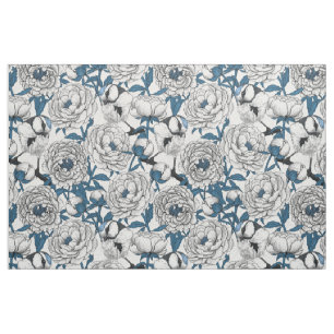 Witte pinda's en blauwe stifvogels stof