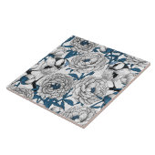 Witte pinda's en blauwe stifvogels tegeltje (Zijkant)