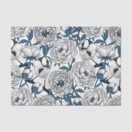 Witte pinda's en blauwe stifvogels tissuepapier