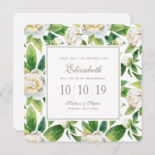 Witte pinda's en lederen Waterverf - Bridesmaid Kaart (Voorkant / Achterkant)