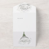 Witte pinda's Floral White QR Code All In One Uitnodiging (Buitenkant)