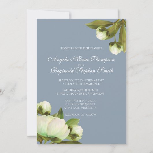 Witte pinda's met Dusty Blue Kaart (Voorkant)