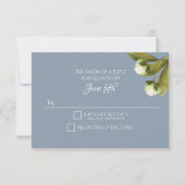 Witte pinda's met Dusty Blue Wedding RSVP (Voorkant)