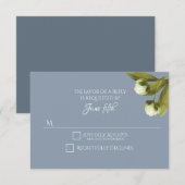 Witte pinda's met Dusty Blue Wedding RSVP (Voorkant / Achterkant)