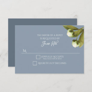 Witte pinda's met Dusty Blue Wedding RSVP