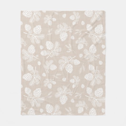 Witte Pine Cone Beige Patroon Fleece Deken (Voorkant)
