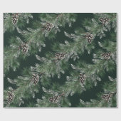 Witte Pine Kegels Zilveren Spruce Tree Garland Gro Cadeaupapier (Vlak)