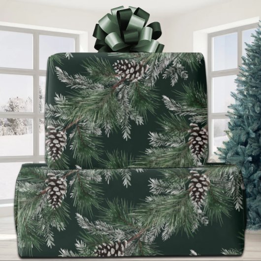 Witte Pine Kegels Zilveren Spruce Tree Garland Gro Cadeaupapier