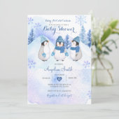 Witte Pinguïn Winter Baby shower Kaart (Staand voorkant)