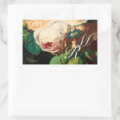 WITTE PINKROSSEN EN MORENDE GEHEUGENMONOGRAM RECHTHOEKIGE STICKER (Tas)