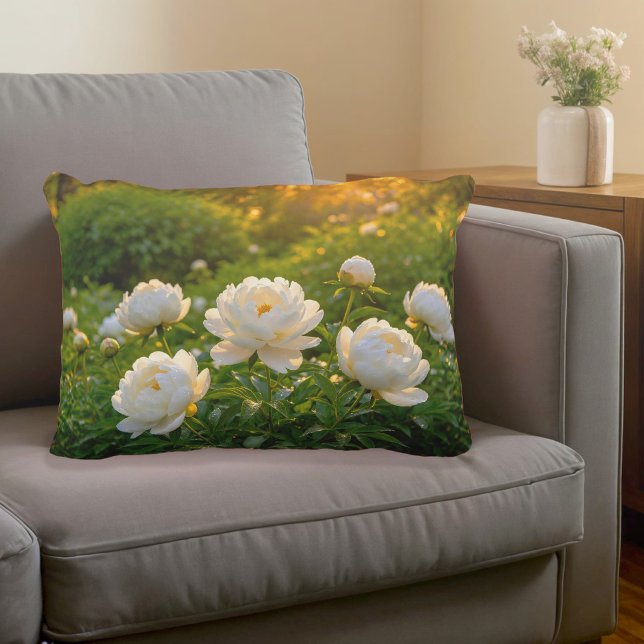 Witte Pioen Accentkussen Accent Kussen (Accent pillow with white peonies)