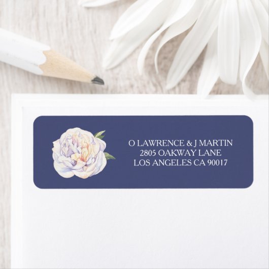 Witte Pioen Bloem Blauw Etiket (Insitu)