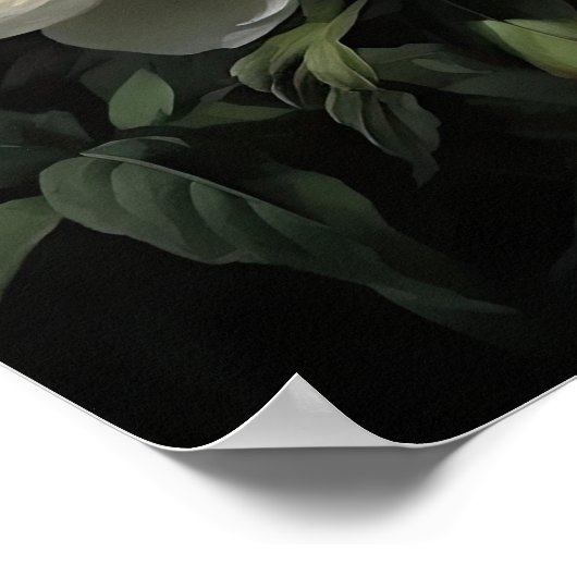 Witte Pioen Bloemen Art Print Poster (Hoek)