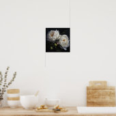Witte Pioen Bloemen Art Print Poster (Keuken)