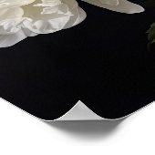 Witte Pioen Bloemen Art Print Poster (Hoek)