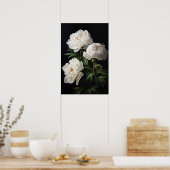 Witte Pioen Bloemen Art Print Poster (Keuken)