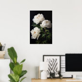 Witte Pioen Bloemen Art Print Poster (Thuiskantoor)