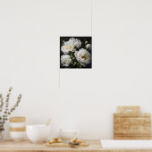 Witte Pioen Bloemen Art Print Poster (Keuken)