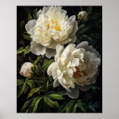 Witte Pioen Bloemen Art Print Poster (Voorkant)