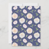 Witte Pioen Bloemen Blauw Bruids Douche Uitnodigin Kaart (Achterkant)