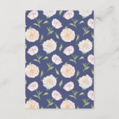 Witte Pioen Bloemen Blauw Bruiloft Informatie Kaar Informatiekaartje (Achterkant)