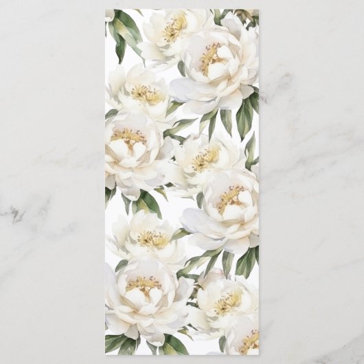 Witte Pioen Bloemen Boog van het Huwelijk Menu (Achterkant)