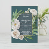 Witte Pioen Bloemen Bruiloft Kaart