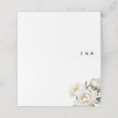 Witte Pioen Bloemen Bruiloft Plaatskaartje (Buitenkant ongevouwen)
