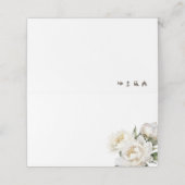 Witte Pioen Bloemen Bruiloft Plaatskaartje (Buitenkant ongevouwen)