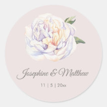 Witte Pioen Bloemen Mauve Bruiloft Stickers