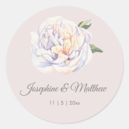Witte Pioen Bloemen Mauve Bruiloft Stickers