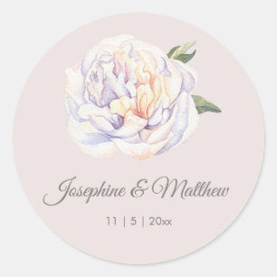 Witte Pioen Bloemen Mauve Bruiloft Stickers